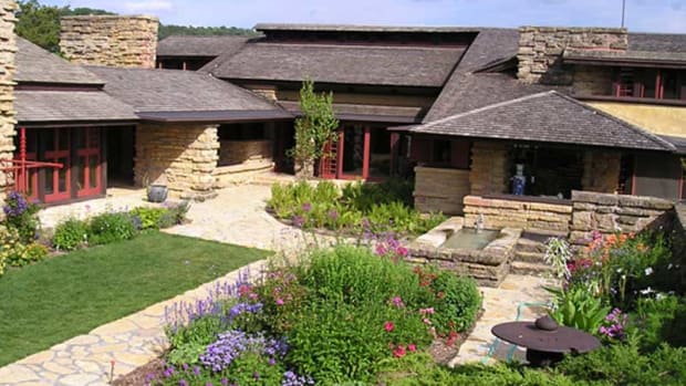 The garden court at Taliesin is an extension of the architecture.