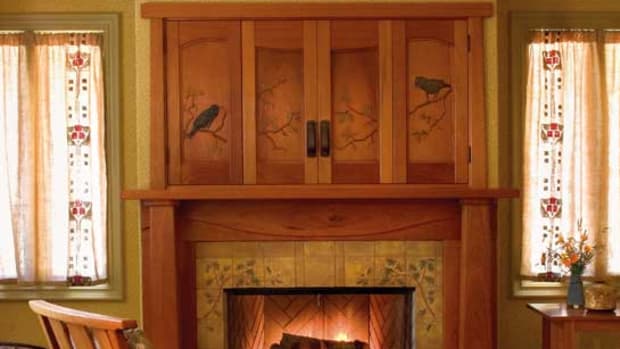 Ravens (a popular motif) recall the lively birds in a fireplace grille by Voysey; also, the client was a South Dakota farmboy who had a pet raven as a child. The oak trees are all about California. Photo: Nathanael Bennett