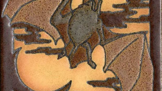 ‘Critter Bat’ is a 6x6 deco cameo tile in a series from RTK Studios.