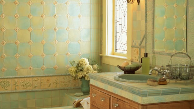 Vintage 10 Yellow Ceramic Tiles  Reclaimed Bathroom Kitchen Arts & Crafts 