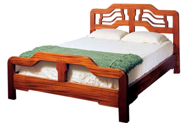“Wells Bed” Asian cloudlift design bed in mahogany and ebony, Thomas Stangeland.
