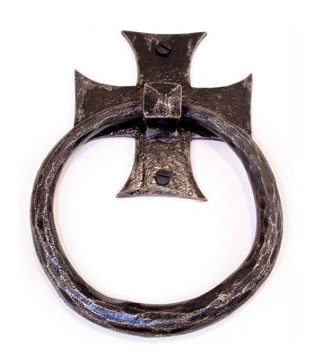 ‘Gothic Cross’ ring pull or door knocker by Kayne & Son Custom Forged Hardware.