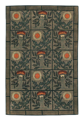 An unusual design from Tiger Rug: ‘Craftsman Thistle’ in sage.