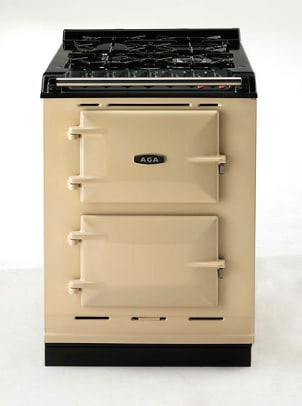 Enameled AGA cookers and commercial stoves blend well in period kitchens; this is AGA’s new ‘Companion’ cooker for small spaces.