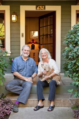 Homeowners Steve Dowty and Dee Duncan on the front porch.