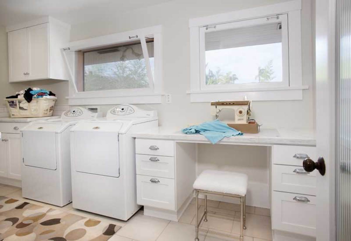 new laundry room with large windows for light and ventilation