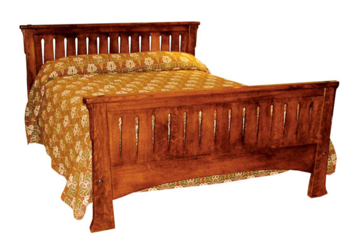 “Arts & Crafts Bed” by Thomas Stangeland in California Craftsman style, mahogany.