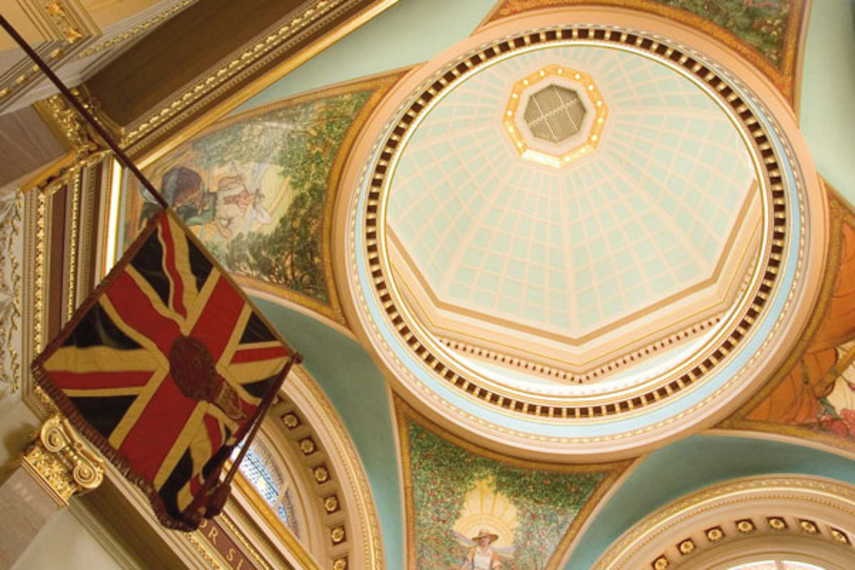 Beautifully paint-decorated Parliament buildings are open to the public. Photo by William Wright.
