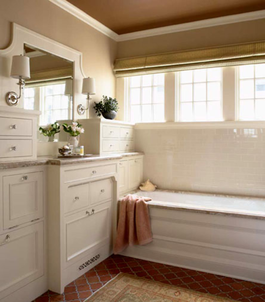 The rest of the bathroom, too, has a built-in, furnished look. Photo by Susan Gilmore.