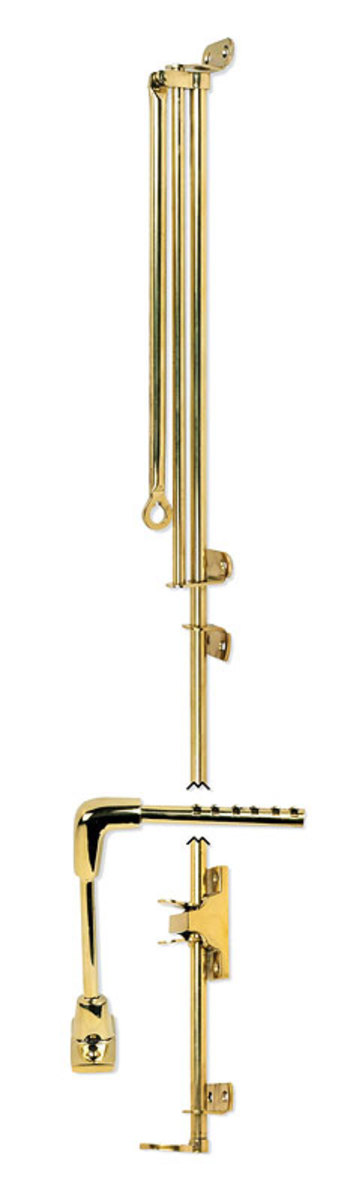 This one is solid brass; it’s a wand assembly that makes it possible to open and close the high “transom window” over a door. Courtesy House of Antique Hardware