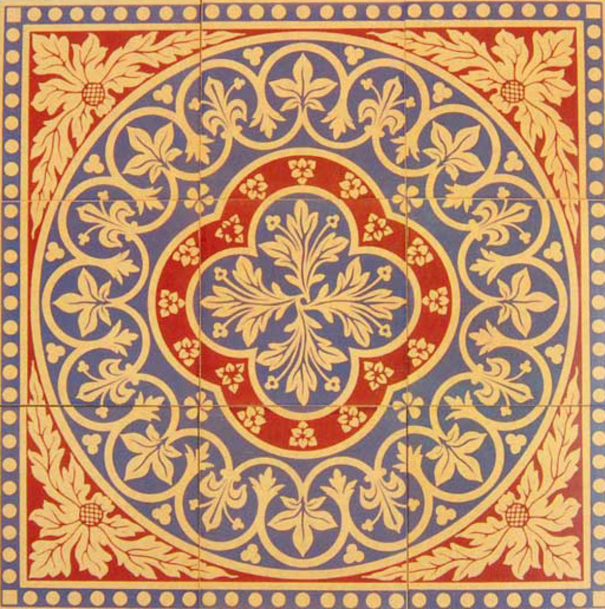A more affordable, silk-screened faux encaustic tile from Tile Source.