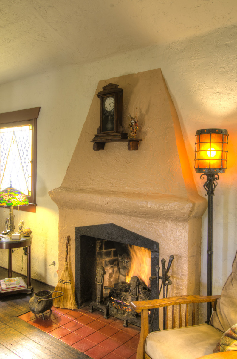 Storybook fireplace medieval plaster