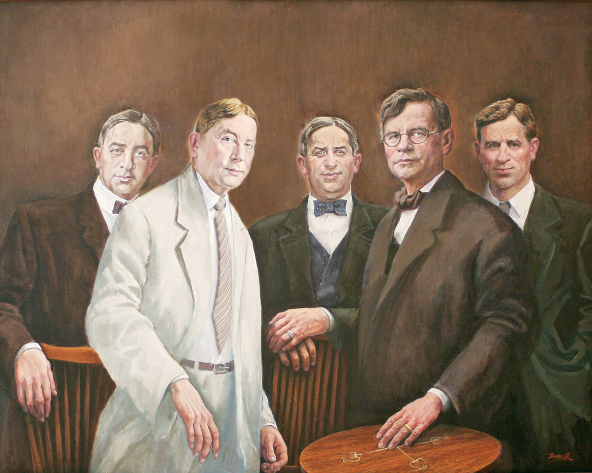 Five Stickley brothers made furniture; Gustav is second from right.