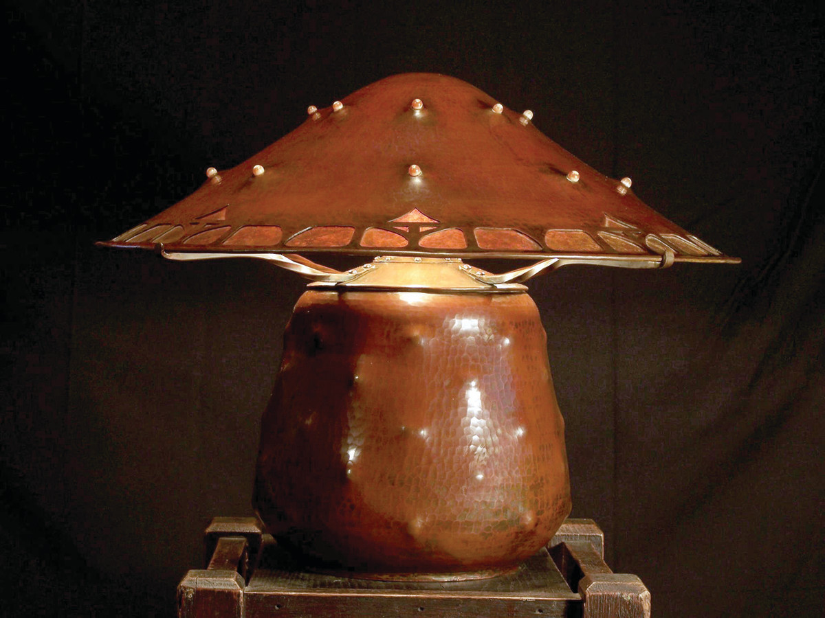 Luke Marshall Arts & Crafts copper lamp