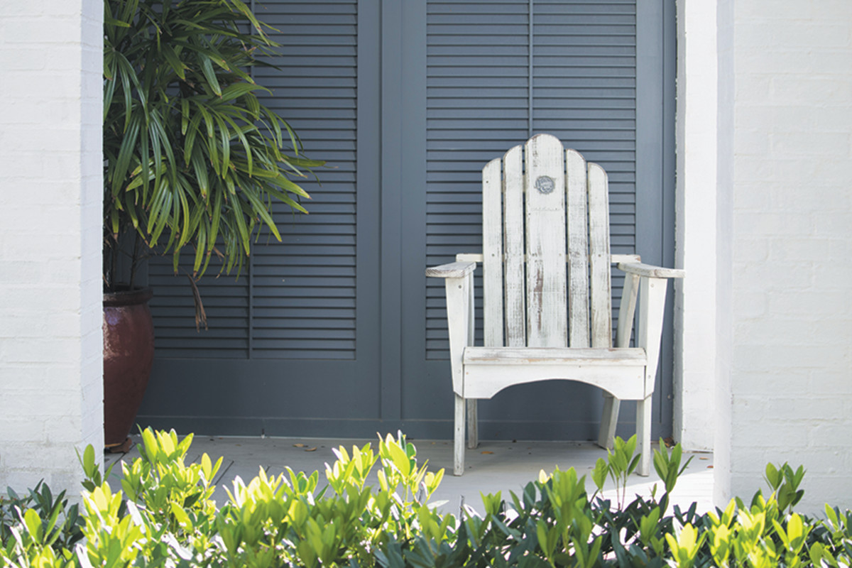 Classic louvered exterior shutters by Aeratis.