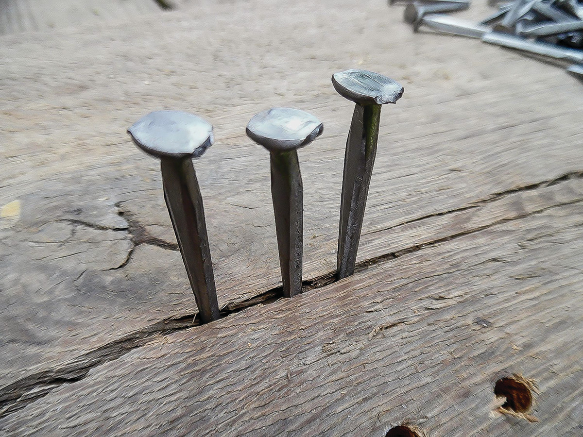 Square-cut clinch nails come from Tremont Nail, the oldest nailery in the United States.